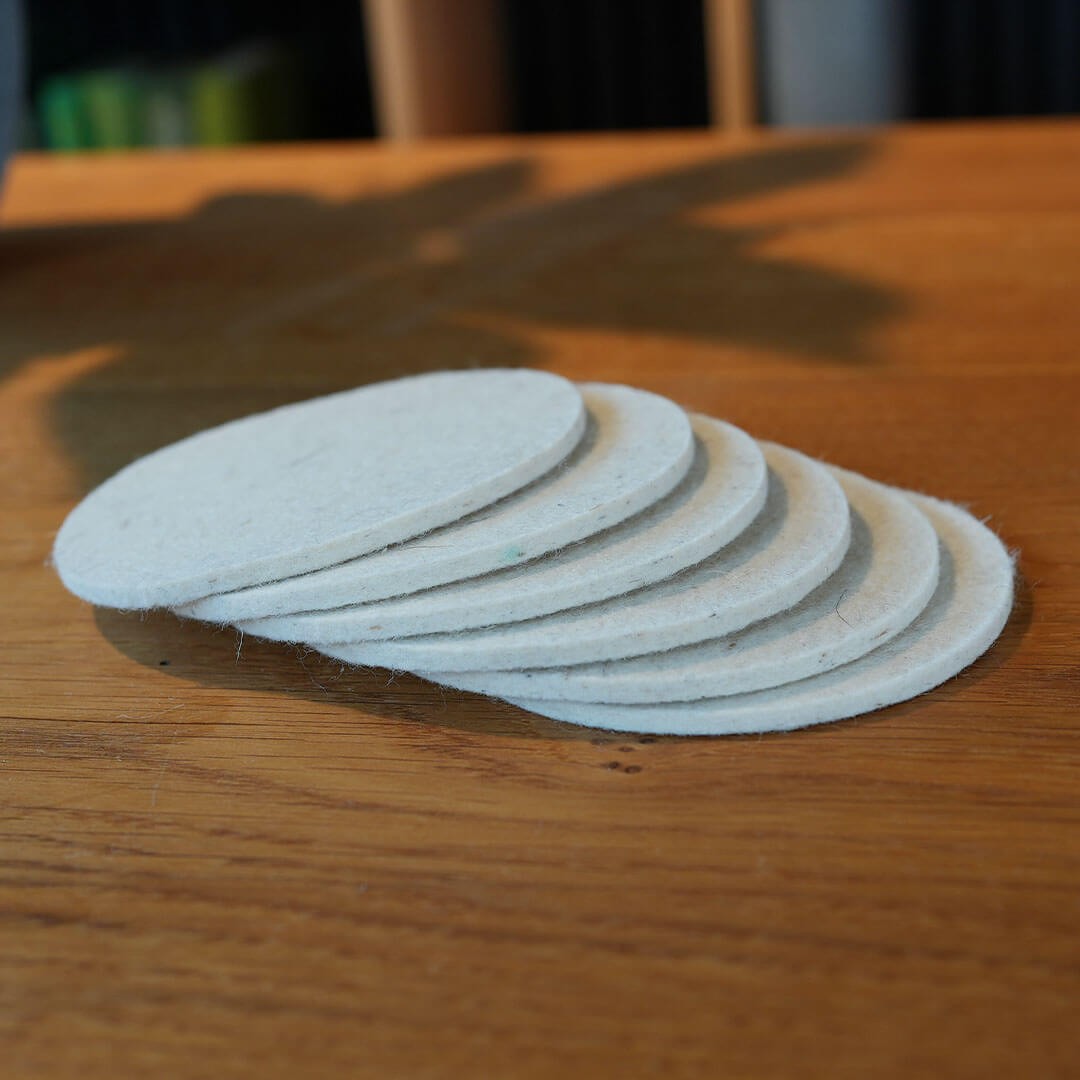6 Filz Untersetzer 3 mm Merino Filz ø 10,5 cm