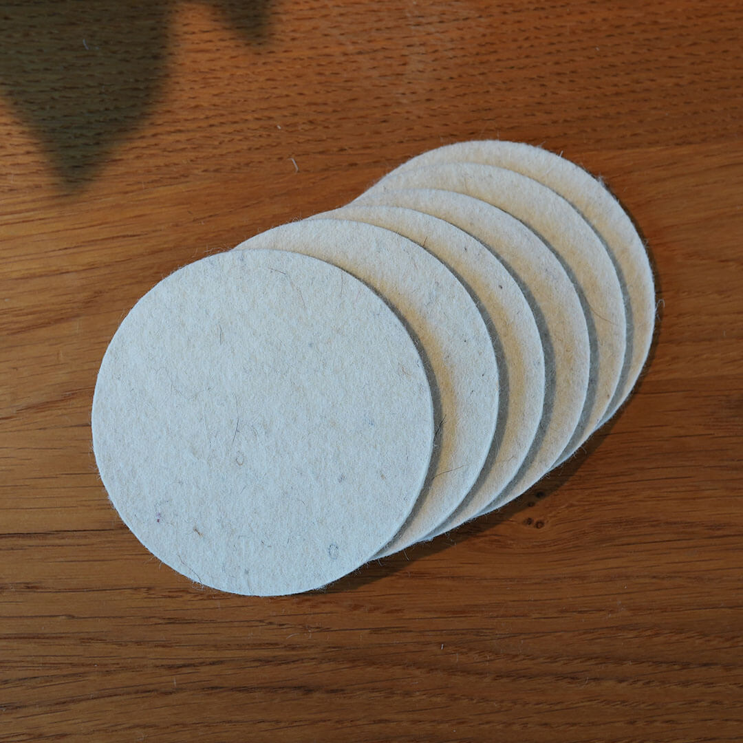6 Filz Untersetzer 3 mm Merino Filz ø 10,5 cm