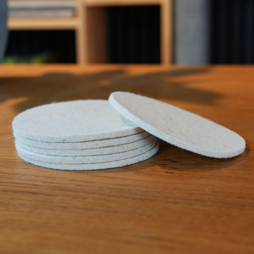 6 Filz Untersetzer 3 mm Merino Filz ø 10,5 cm