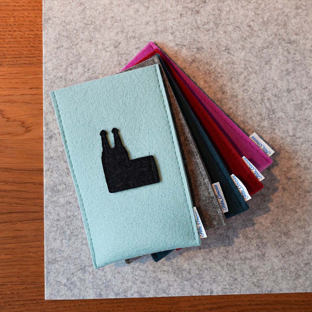 Handytasche aus Filz mit Kölner Dom, Schutz durch Hülle für dein Smartphone