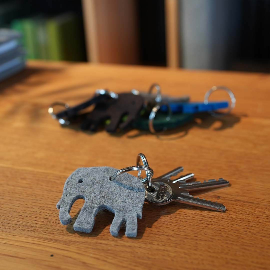Schlüsselanhänger aus Filz Elefant