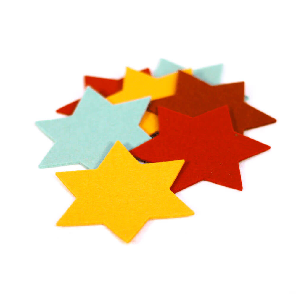 Untersetzer aus Filz in Form von Sternen, verschiedene Größen und Farben, Dekoration für Weihnachten